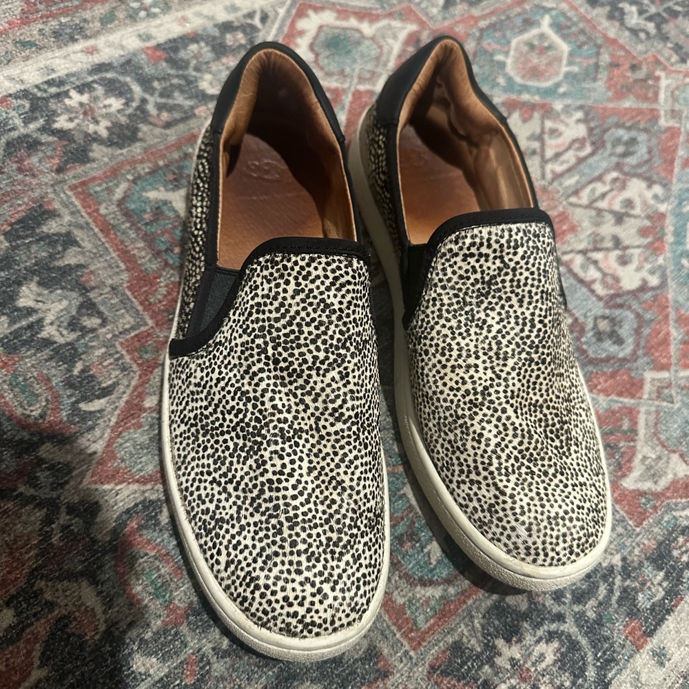 Ugg animal print calf hair leather slip ons size 7.5